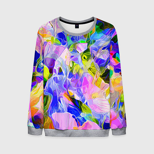 Мужской свитшот Красочный цветочный узор Весна - Лето 2023 Colorfu / 3D-Меланж – фото 1