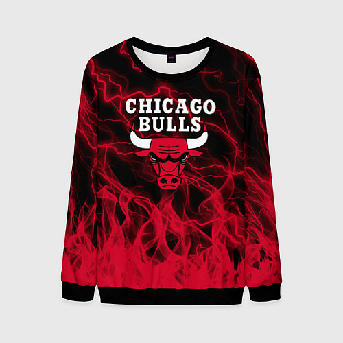 Мужской свитшот CHICAGO BULLS ЧИКАГО БУЛЛС МОЛНИИ / 3D-Черный – фото 1