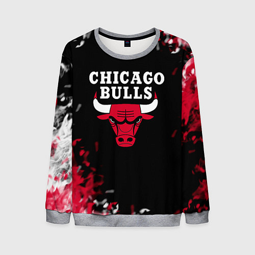 Мужской свитшот Чикаго Буллз Chicago Bulls Огонь / 3D-Меланж – фото 1