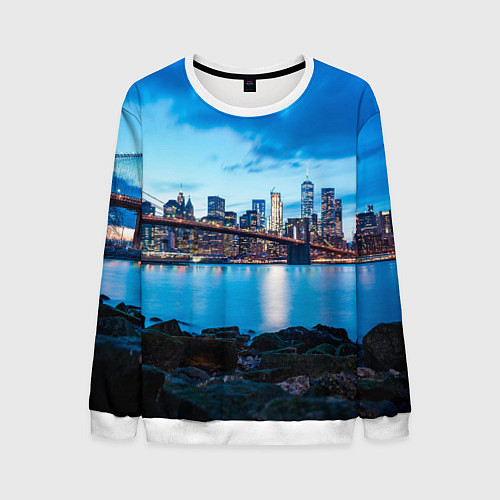 Мужской свитшот Закат в мегаполисе / 3D-Белый – фото 1