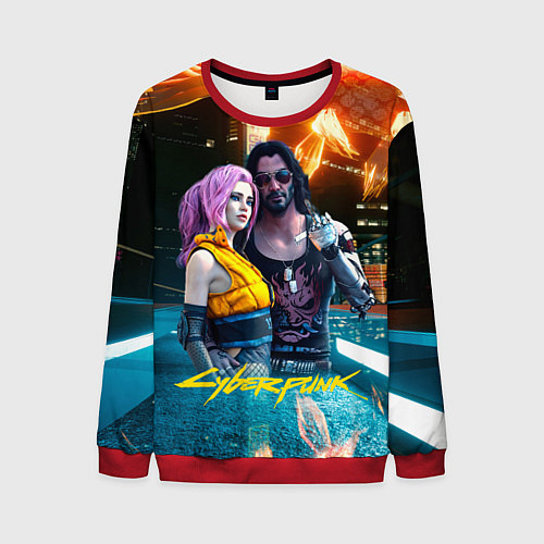 Мужской свитшот Cyberpunk2077 Johnny Vi girl / 3D-Красный – фото 1