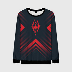 Свитшот мужской Красный Символ Skyrim на темном фоне со стрелками, цвет: 3D-черный