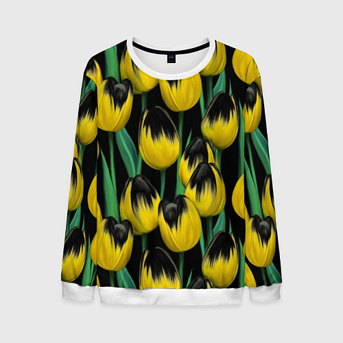 Мужской свитшот Цветы Желтые Тюльпаны / 3D-Белый – фото 1