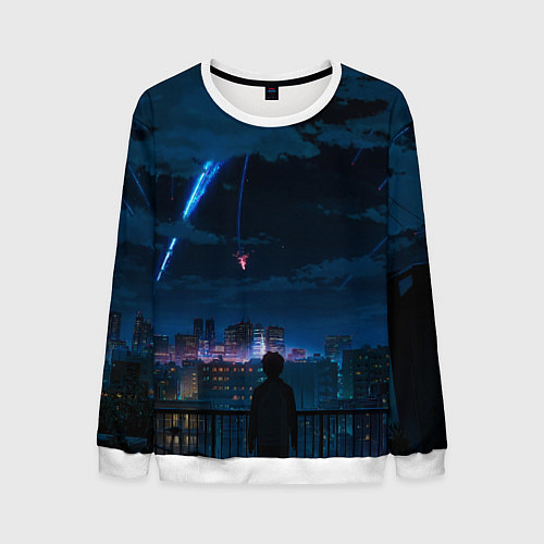 Мужской свитшот Мальчик смотрит в небо / 3D-Белый – фото 1
