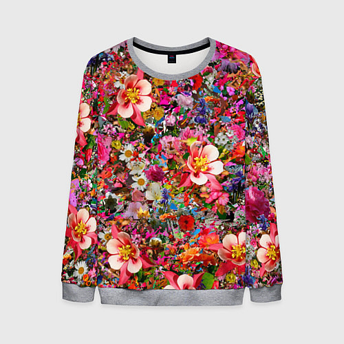 Мужской свитшот САД В ЦВЕТУ / 3D-Меланж – фото 1