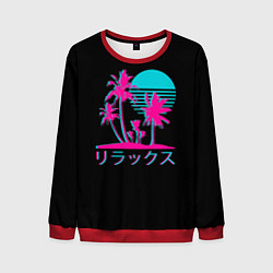Мужской свитшот Неоновые пальмы Иероглифы Neon Palm Tree