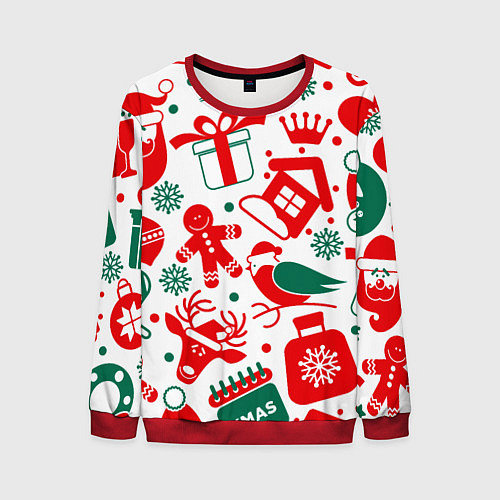 Мужской свитшот ПРАЗДНИЧНЫЕ НОВОГОДНИЕ ПОДАРКИ / 3D-Красный – фото 1