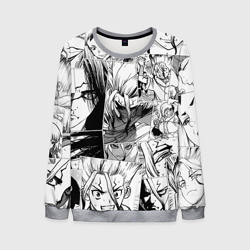 Мужской свитшот Доктор Стоун паттерн / 3D-Меланж – фото 1