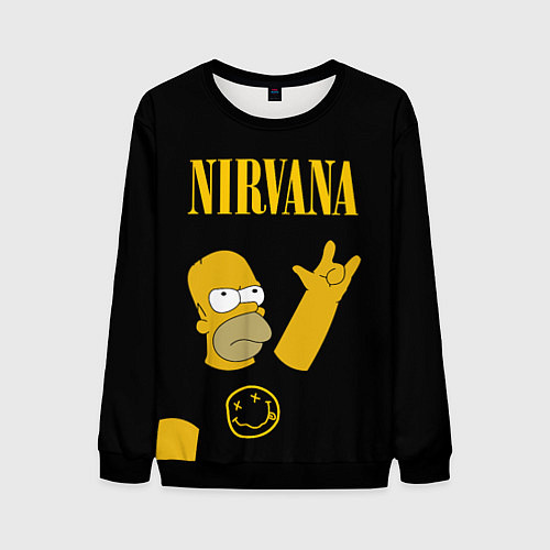 Мужской свитшот NIRVANA ГОМЕР СИМПСОН, SIMPSONS / 3D-Черный – фото 1