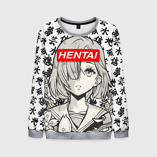 Мужской свитшот HENTAI SCHOOL GIRL ХЕНТАЙ ШКОЛЬНИЦА / 3D-Меланж – фото 1