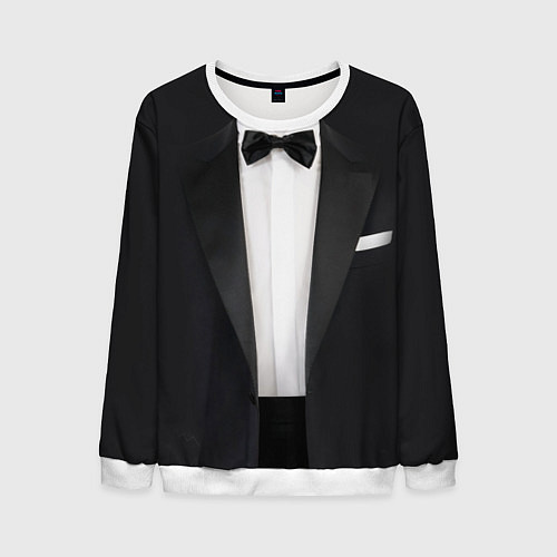 Мужской свитшот Смокинг жениха с бабочкой / 3D-Белый – фото 1