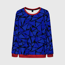 Свитшот мужской Синие треугольники-геометрический узор, цвет: 3D-красный