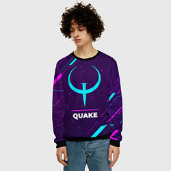 Свитшот мужской Символ Quake в неоновых цветах на темном фоне, цвет: 3D-черный — фото 2