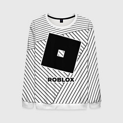 Мужской свитшот Символ Roblox на светлом фоне с полосами