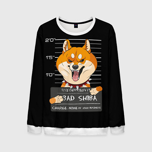 Мужской свитшот Злая сиба-ину / 3D-Белый – фото 1