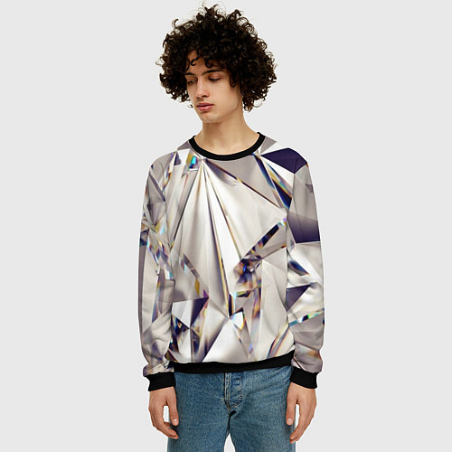 Мужской свитшот 3D бриллианты / 3D-Черный – фото 3