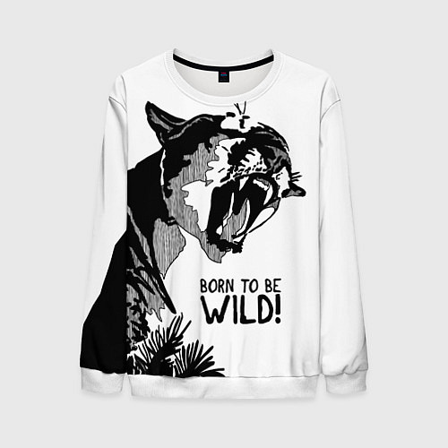 Мужской свитшот Born to be wild! Cougar / 3D-Белый – фото 1