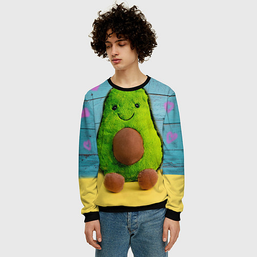 Мужской свитшот Avocado print / 3D-Черный – фото 3