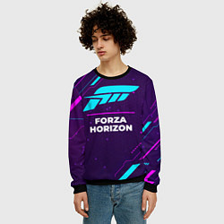 Свитшот мужской Символ Forza Horizon в неоновых цветах на темном ф, цвет: 3D-черный — фото 2