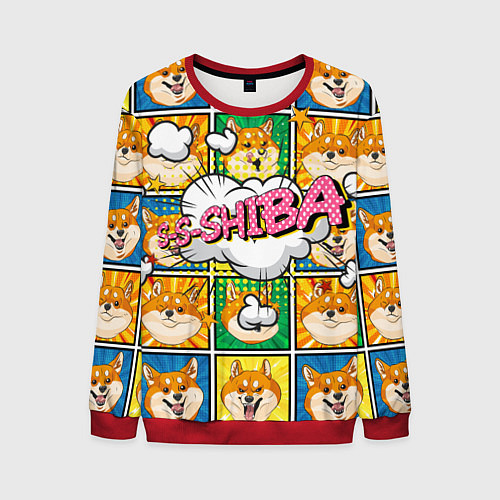 Мужской свитшот Pop art shiba inu / 3D-Красный – фото 1