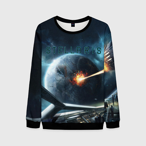 Мужской свитшот Stellaris взрыв звезды лучом с космического корабл / 3D-Черный – фото 1