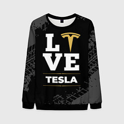 Мужской свитшот Tesla Love Classic со следами шин на фоне