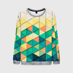 Свитшот мужской Цветные объемные треугольники, цвет: 3D-меланж