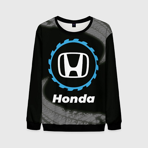 Мужской свитшот Honda в стиле Top Gear со следами шин на фоне / 3D-Черный – фото 1