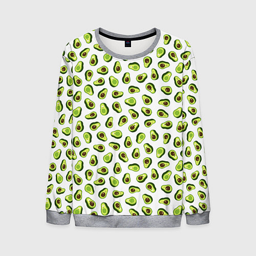 Мужской свитшот Смешное авокадо на белом фоне / 3D-Меланж – фото 1