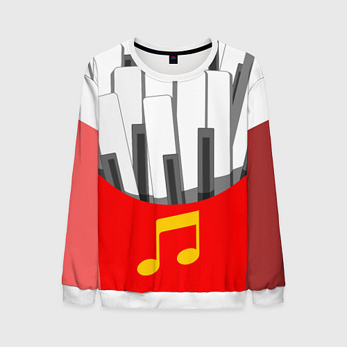 Мужской свитшот Клавиши фортепиано как картошка фри / 3D-Белый – фото 1