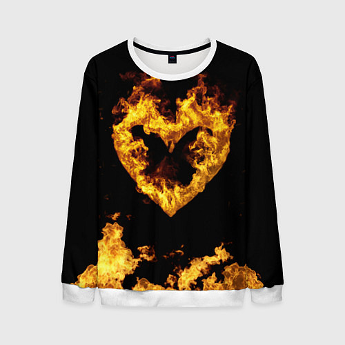 Мужской свитшот Fire Heart / 3D-Белый – фото 1