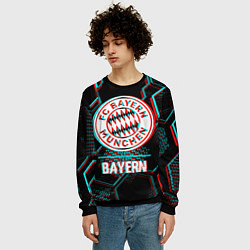 Свитшот мужской Bayern FC в стиле Glitch на темном фоне, цвет: 3D-черный — фото 2
