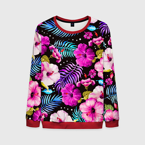 Мужской свитшот Floral pattern Summer night Fashion trend / 3D-Красный – фото 1