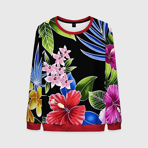 Мужской свитшот Floral vanguard composition Летняя ночь Fashion tr / 3D-Красный – фото 1