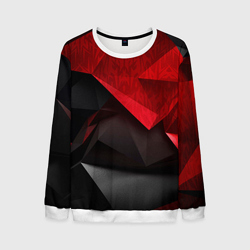 Мужской свитшот Красно-черный фон абстракция / 3D-Белый – фото 1