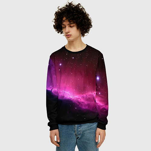 Мужской свитшот Night Nebula / 3D-Черный – фото 3