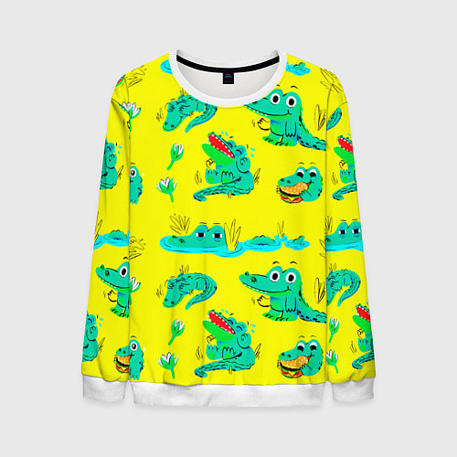 Мужской свитшот GREEN CROCODILES / 3D-Белый – фото 1