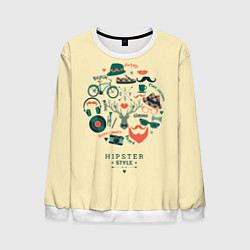 Свитшот мужской VINTAGE HIPSTER STYLE, цвет: 3D-белый