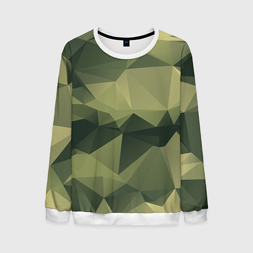 Мужской свитшот 3д полигоны - камуфляж / 3D-Белый – фото 1