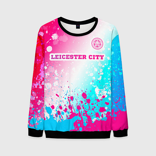 Мужской свитшот Leicester City Neon Gradient / 3D-Черный – фото 1