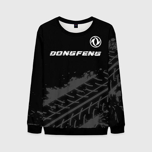 Мужской свитшот Dongfeng Speed на темном фоне со следами шин / 3D-Черный – фото 1