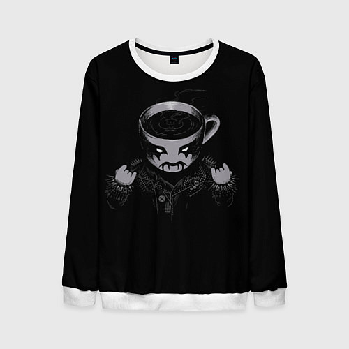 Мужской свитшот Black Metal Coffee / 3D-Белый – фото 1