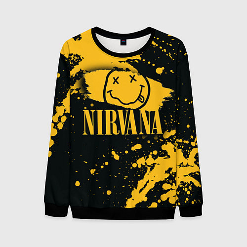 Мужской свитшот NIRVANA логотип и краска / 3D-Черный – фото 1