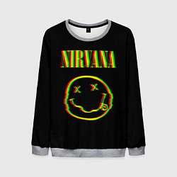 Свитшот мужской Nirvana глитч, цвет: 3D-меланж
