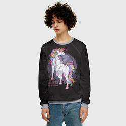 Свитшот мужской Единорог и полнолуние, цвет: 3D-меланж — фото 2