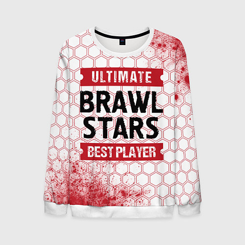 Мужской свитшот Brawl Stars: красные таблички Best Player и Ultima / 3D-Белый – фото 1
