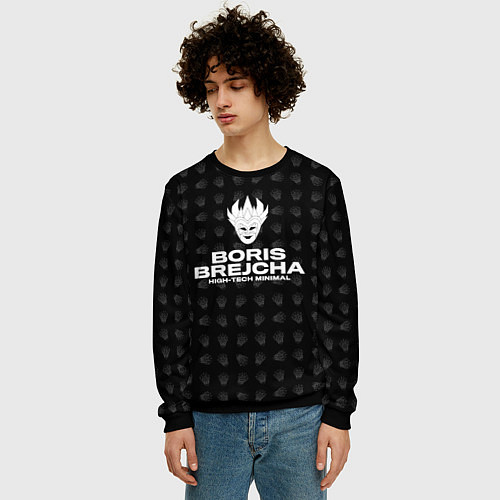Мужской свитшот Boris Brejcha High-Tech Minimal / 3D-Черный – фото 3