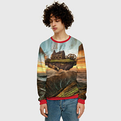 Свитшот мужской Горный пейзаж в стиле Стимпанк, цвет: 3D-красный — фото 2
