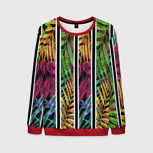 Мужской свитшот Пальмовые цветные полосы / 3D-Красный – фото 1
