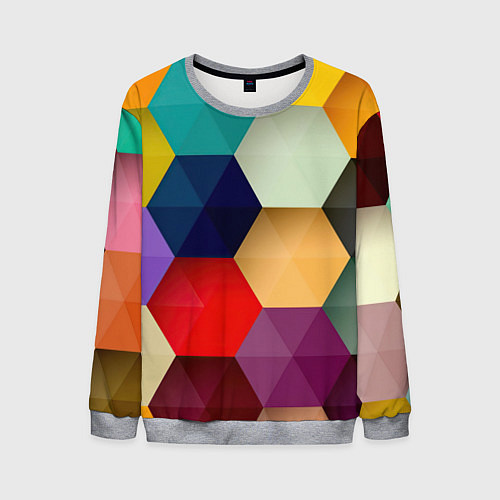 Мужской свитшот Цветные соты / 3D-Меланж – фото 1